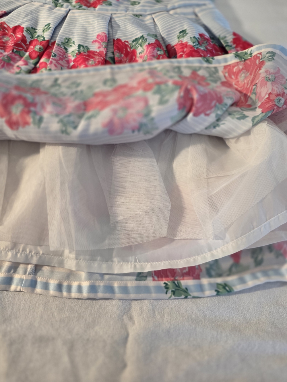 Special Editions Girls Pink Floral Stripe. Size 16 Fit-and-Flare Dress - Picture 5 of 9